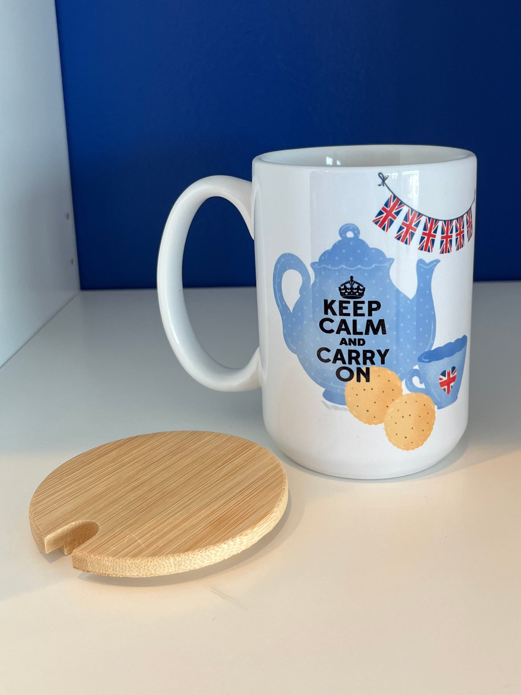 Mug 15oz Handmade Design - Teapot with Keep Calm and Carry On