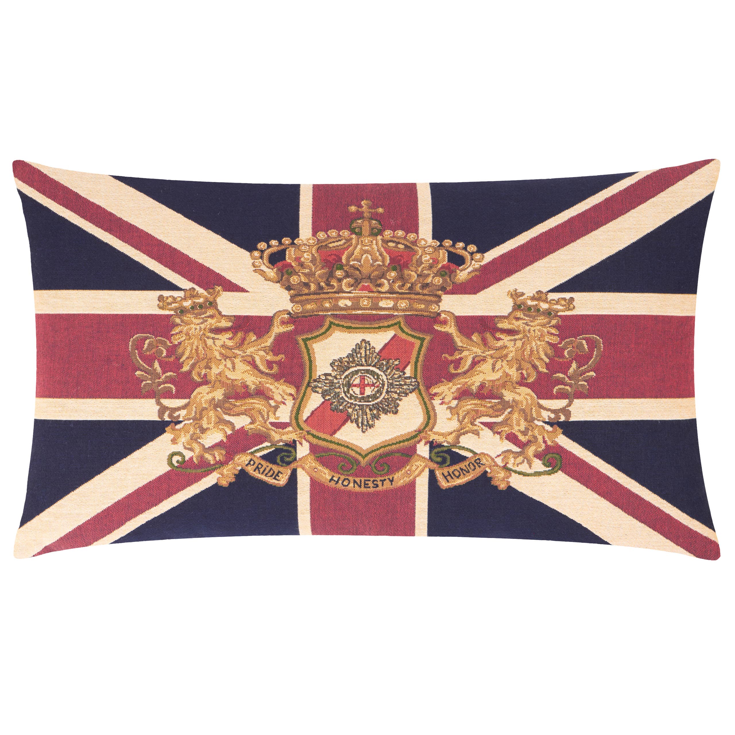 Cushion - Union Jack Lion Tapestry - Polyester Filled Size 17.7" x 25.5"