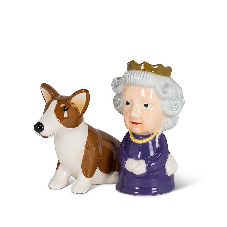 Salt & Pepper - Queen and Corgi Approx Size 3.5"H