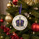 #44 Tinker Tailor King Charles III Purple Crown White Background Christmas Ornament 10cm