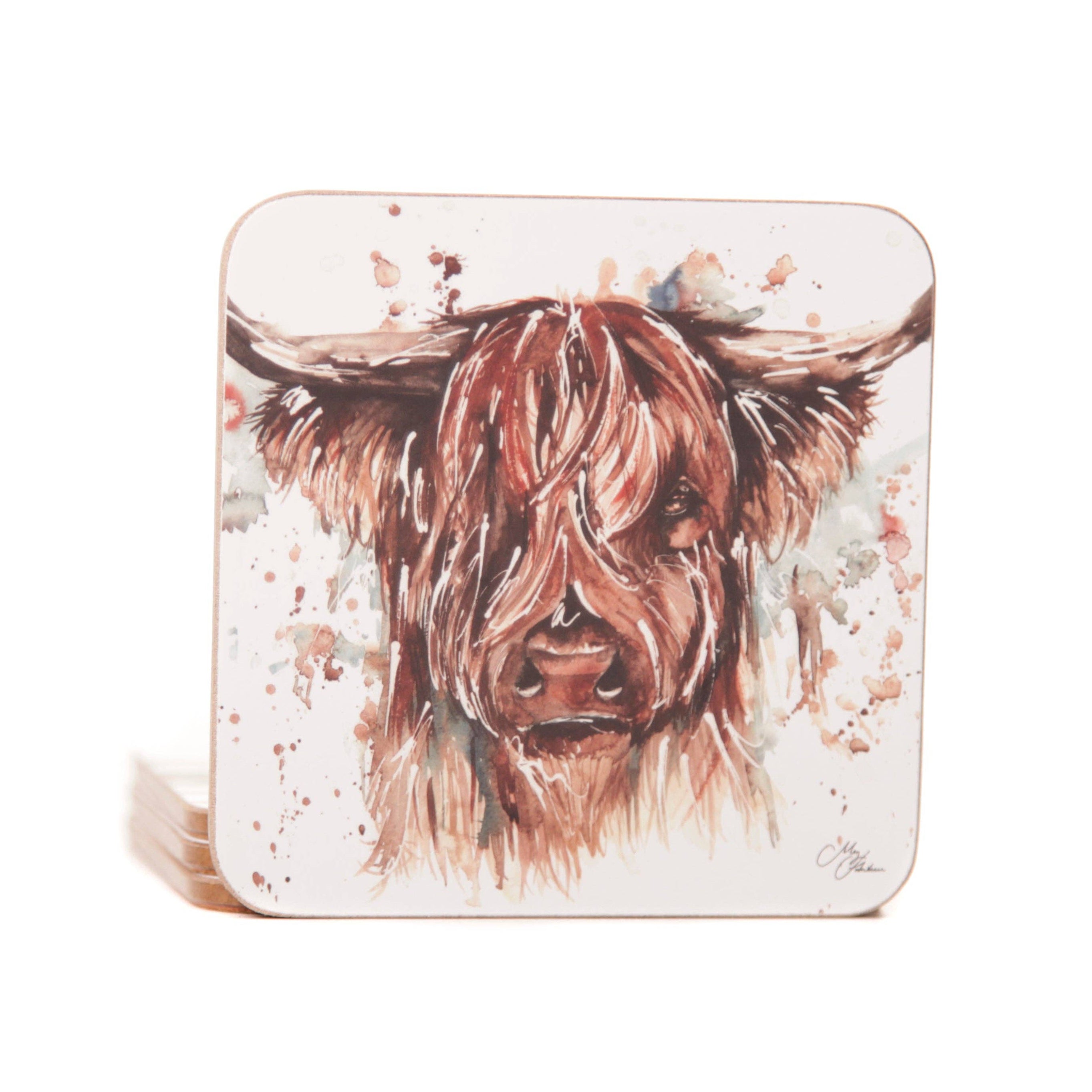 Coasters - 'The Hebrides' Highland Cow Watercolour Design