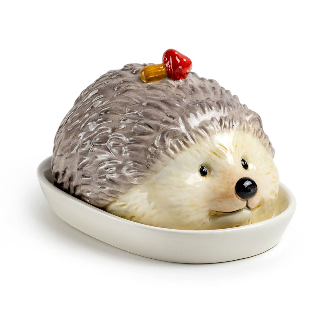 Butter Dish - Hedgehog with Mushroom