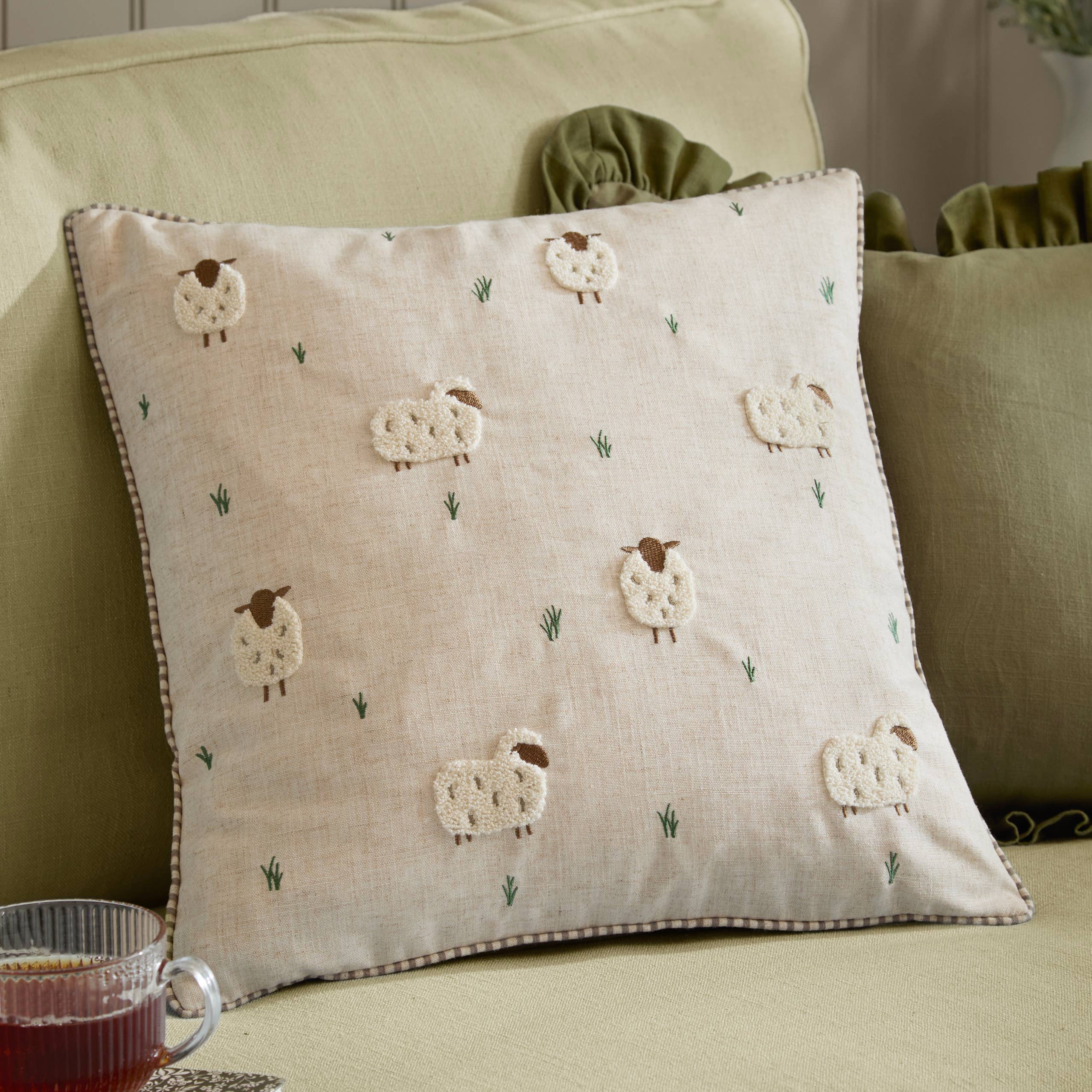 Cushion Cover Only - Ramble Sheep Tufted Cushion Cover Natural - Approx Size 18" x 18"