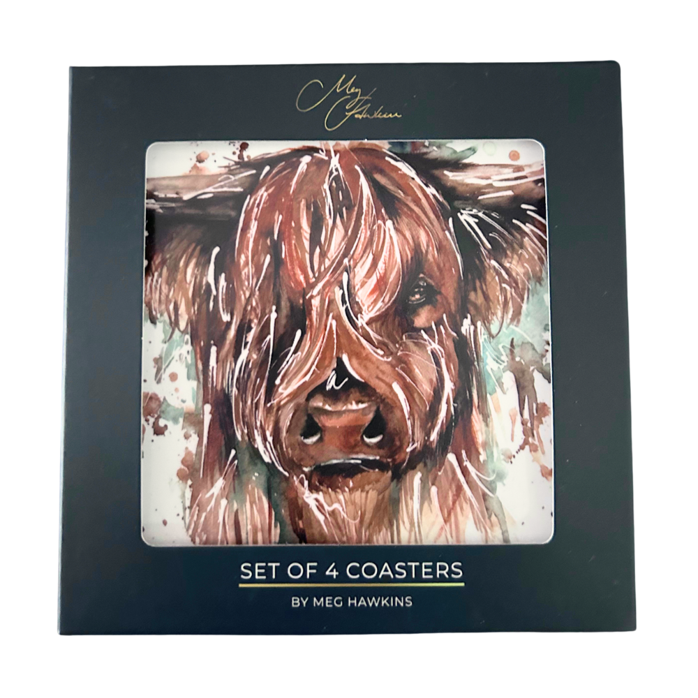 Coasters - 'The Hebrides' Highland Cow Watercolour Design