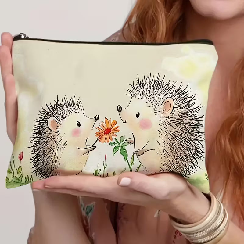 Cosmetic -Cute Hedgehog & Floral Design Size- 8.6" x 7" Assorted Designs