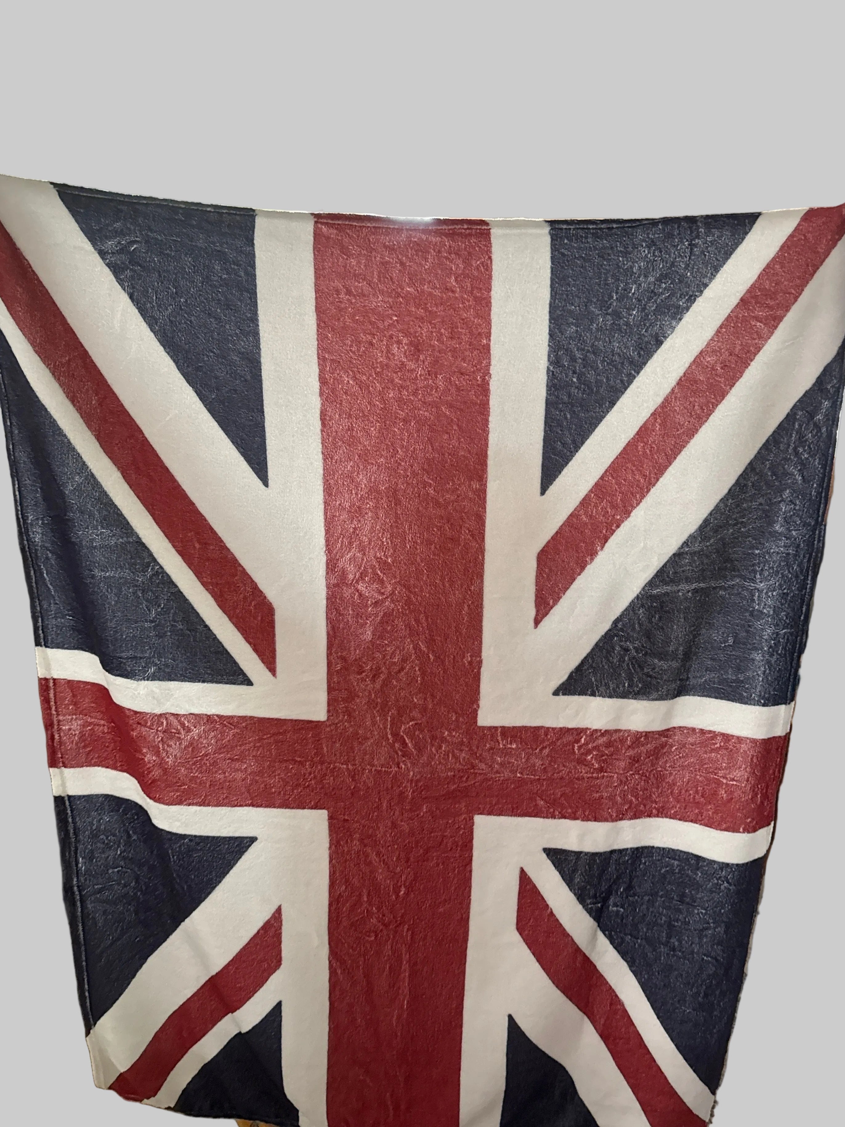 Throw - UK Union Jack Flag Vintage Faded Fleece Throw 39 x 59"