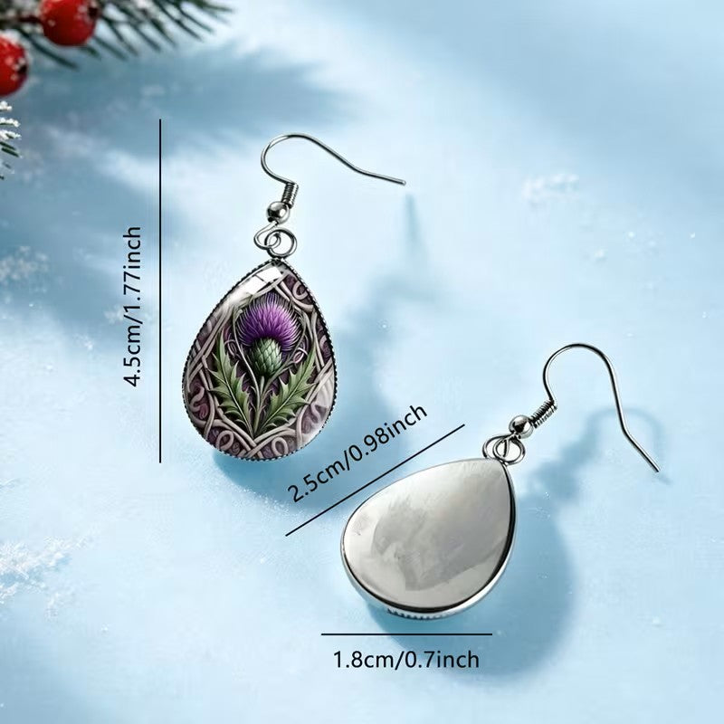 Earrings - Thistle Celtic Knot Design Approx Size - 1.77" x 0.7"