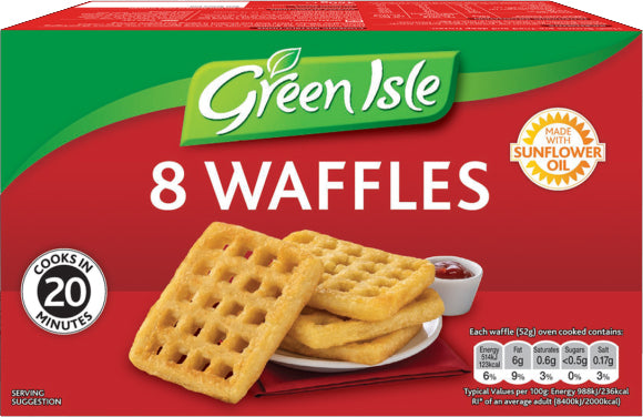 Green Isle Potato Waffles 8 Pack 454g (1.5lb Ship Weight)