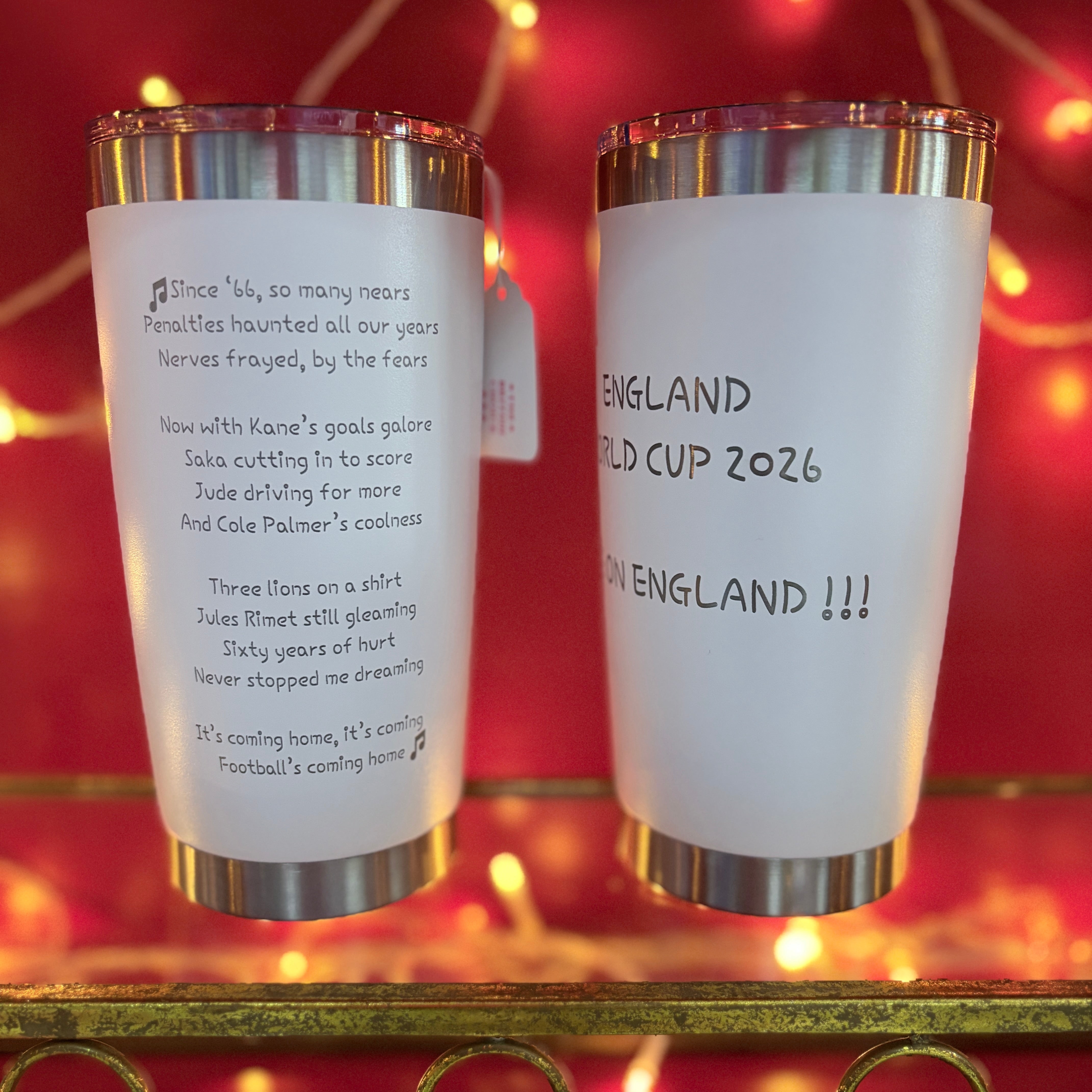 2026 Tumbler 20oz Handmade Design - Come on England !!!