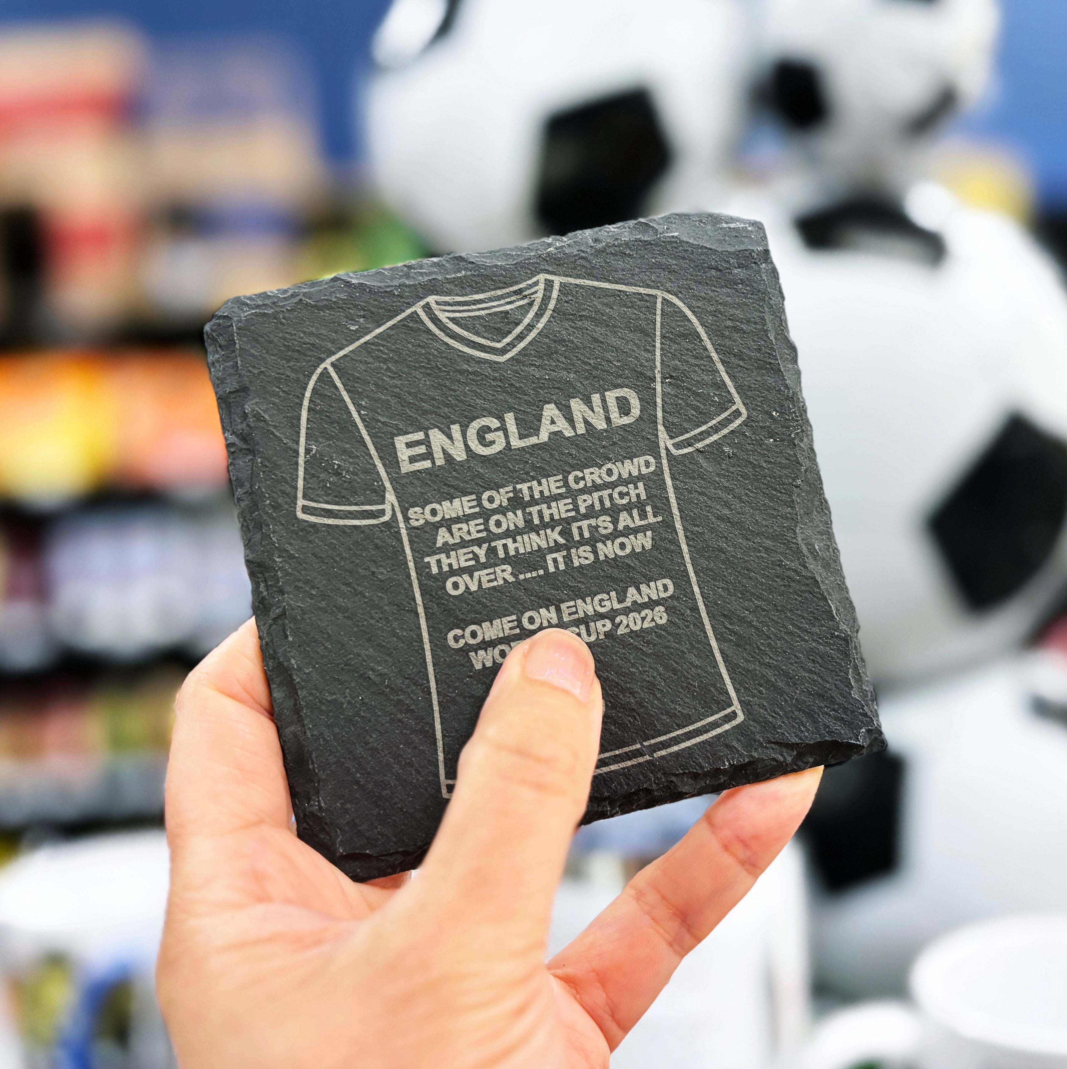 2026 England Slate Coaster (On the Pitch) 4" x 4"