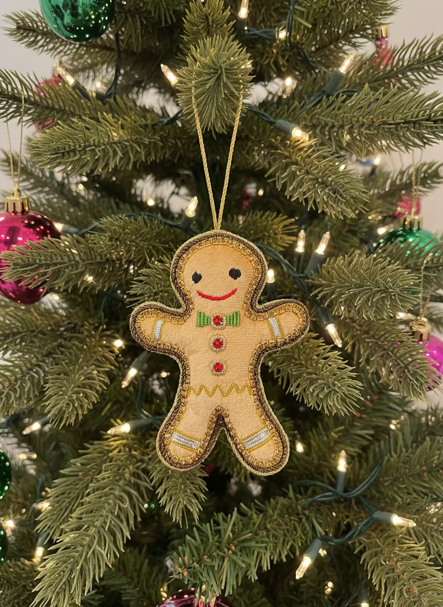 #59 Tinker Tailor Gingerbread Man with Crystals Christmas Ornament