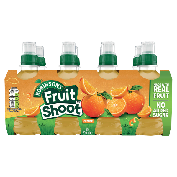 Made with real fruit juice, this orange flavoured Fruit Shoot, with no added sugar, is a healthy and refreshing drink that kids will love sold as an 8 Pack