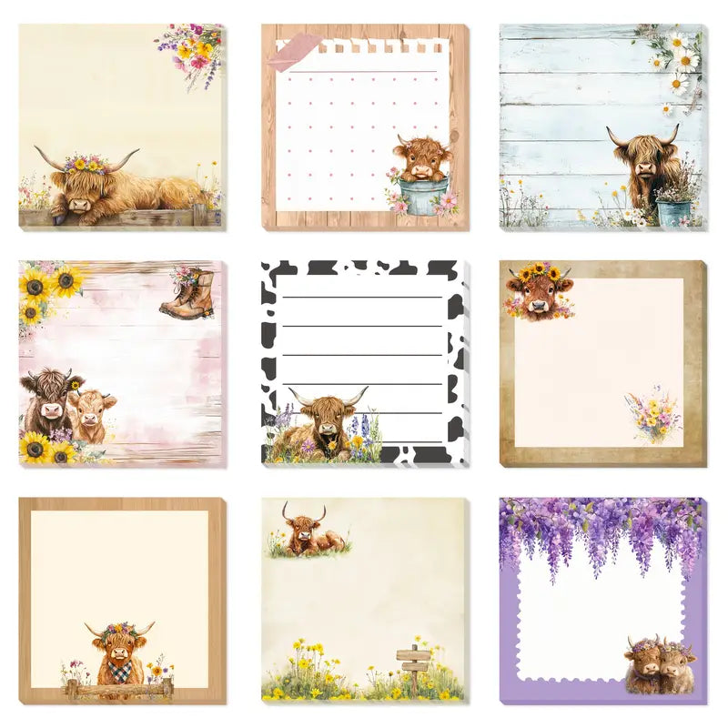Sticky Notes assorted - Highland Cow (Pack of Two - 30 sheets each)