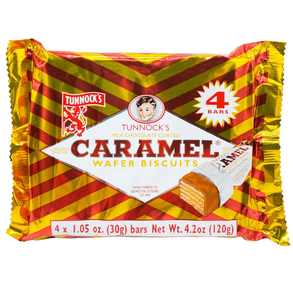 Tunnock's Milk Chocolate Caramel Wafer Biscuits 4 Pack 125g