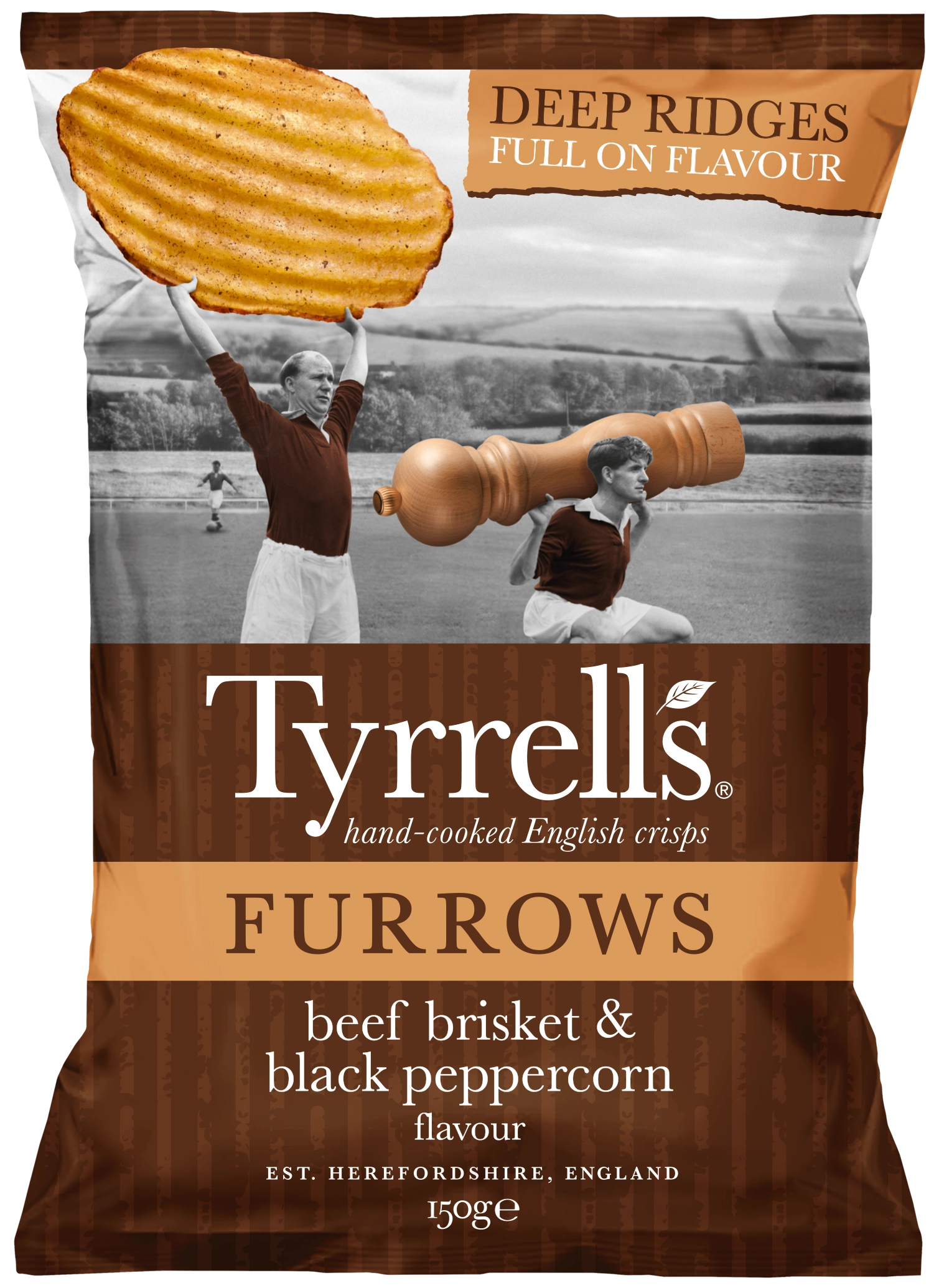 Tyrrell's Beef Brisket & Black Peppercorn Furrows Crisps 40g