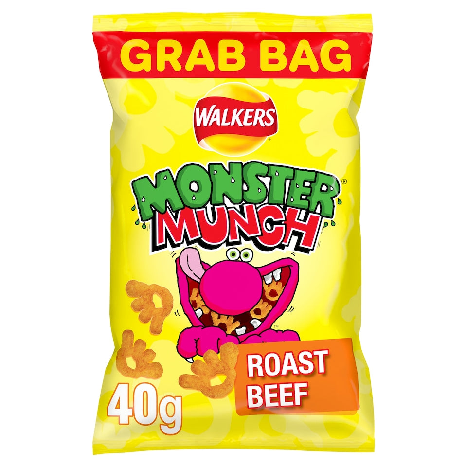 Walkers Monster Munch Roast Beef Flavour Crisps Grab Bag 40g