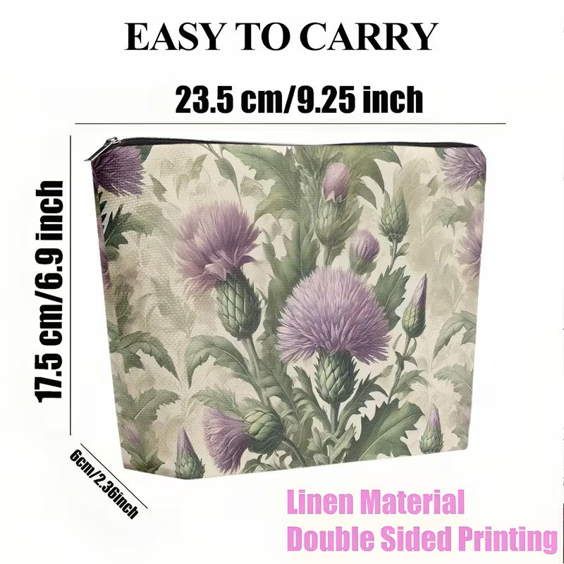 Cosmetic - Scottish Thistle Print Bag 9" x 6.9"