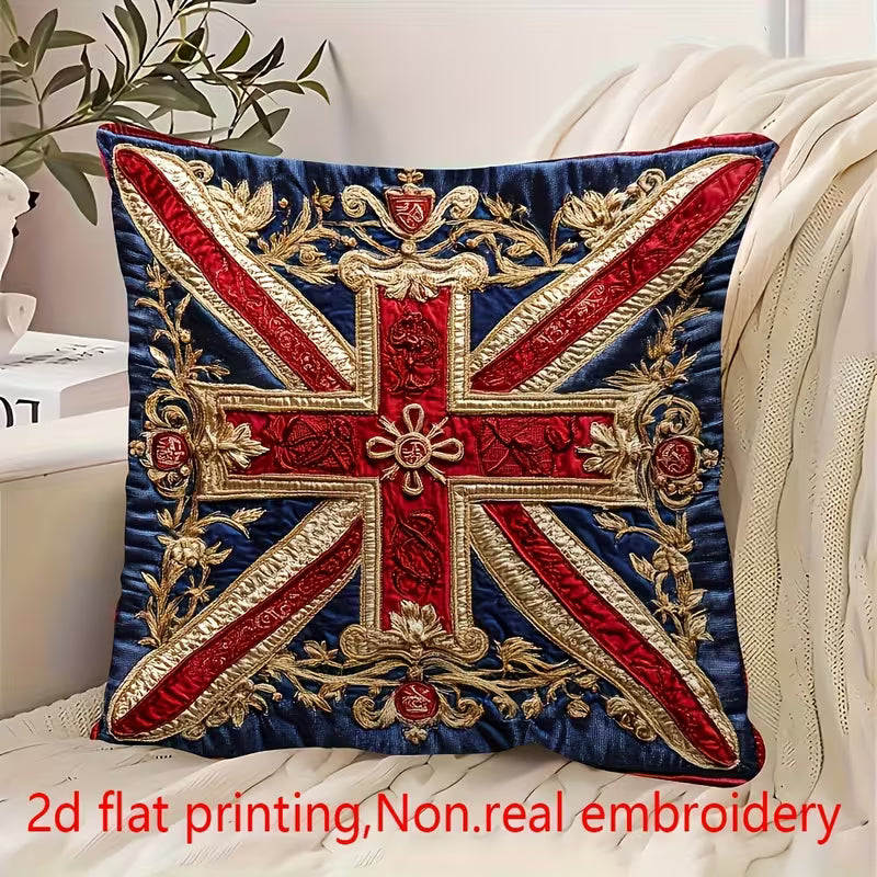 Cushion Cover Only - 2D Union Jack & Royal Coat of Arms Approx Size 18" x 18"