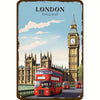 Sign - Vintage London England Travel Big Ben, Double Decker Metal Sign - 8x12 Inch