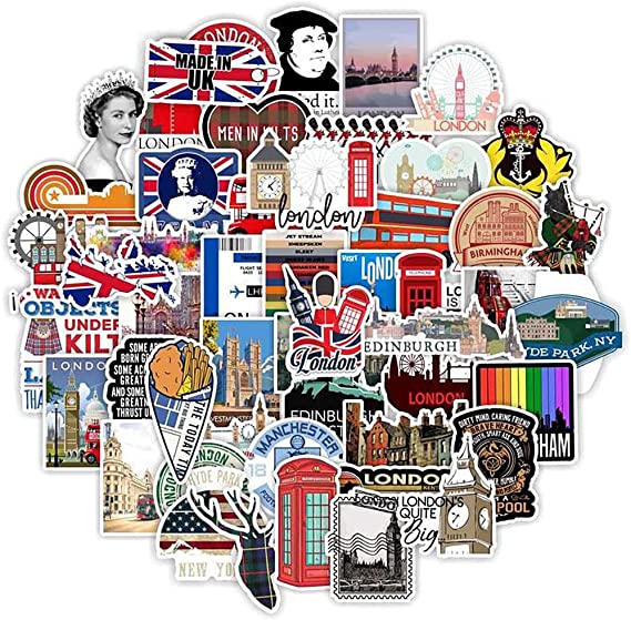 UK England Queen Travel Stickers 50 Pcs