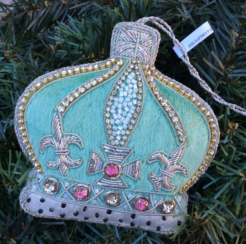#36 Tinker Tailor Eau de Nil Crystal Crown Christmas Ornament