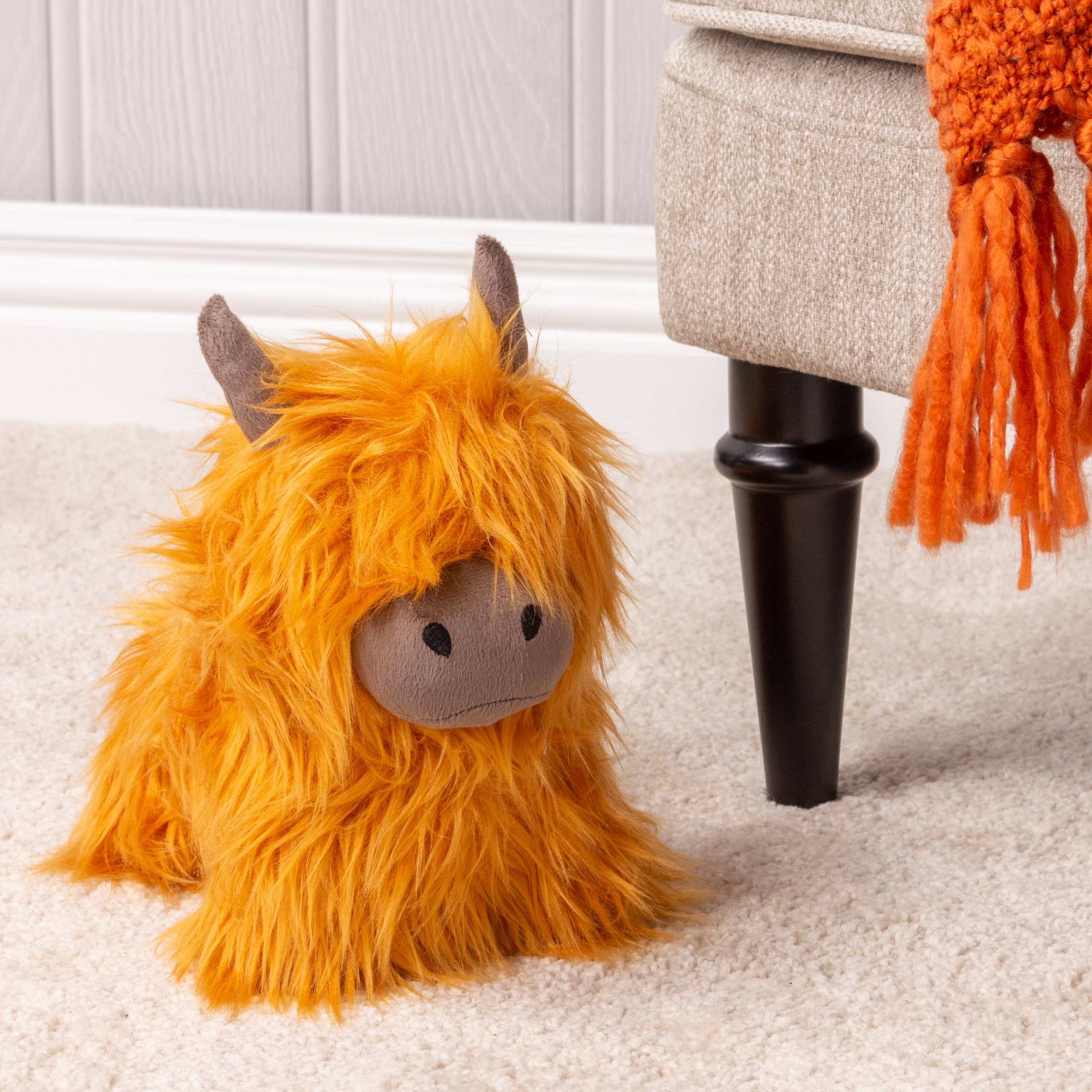 Door Stop - Highland Cow Shaggy Orange (9" x 10" approx)