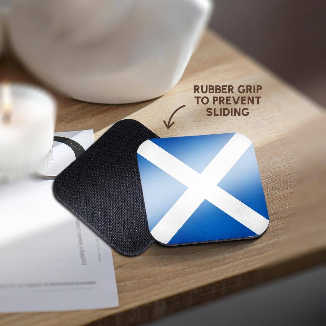 Coasters - Set of 4 - Ceramic Scottish blue with white Saint Andrews Cross Saltire