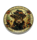 Coaster (Design 2) - Scottish Highland Cow Ceramic 3.5" round with cork backing x 1
