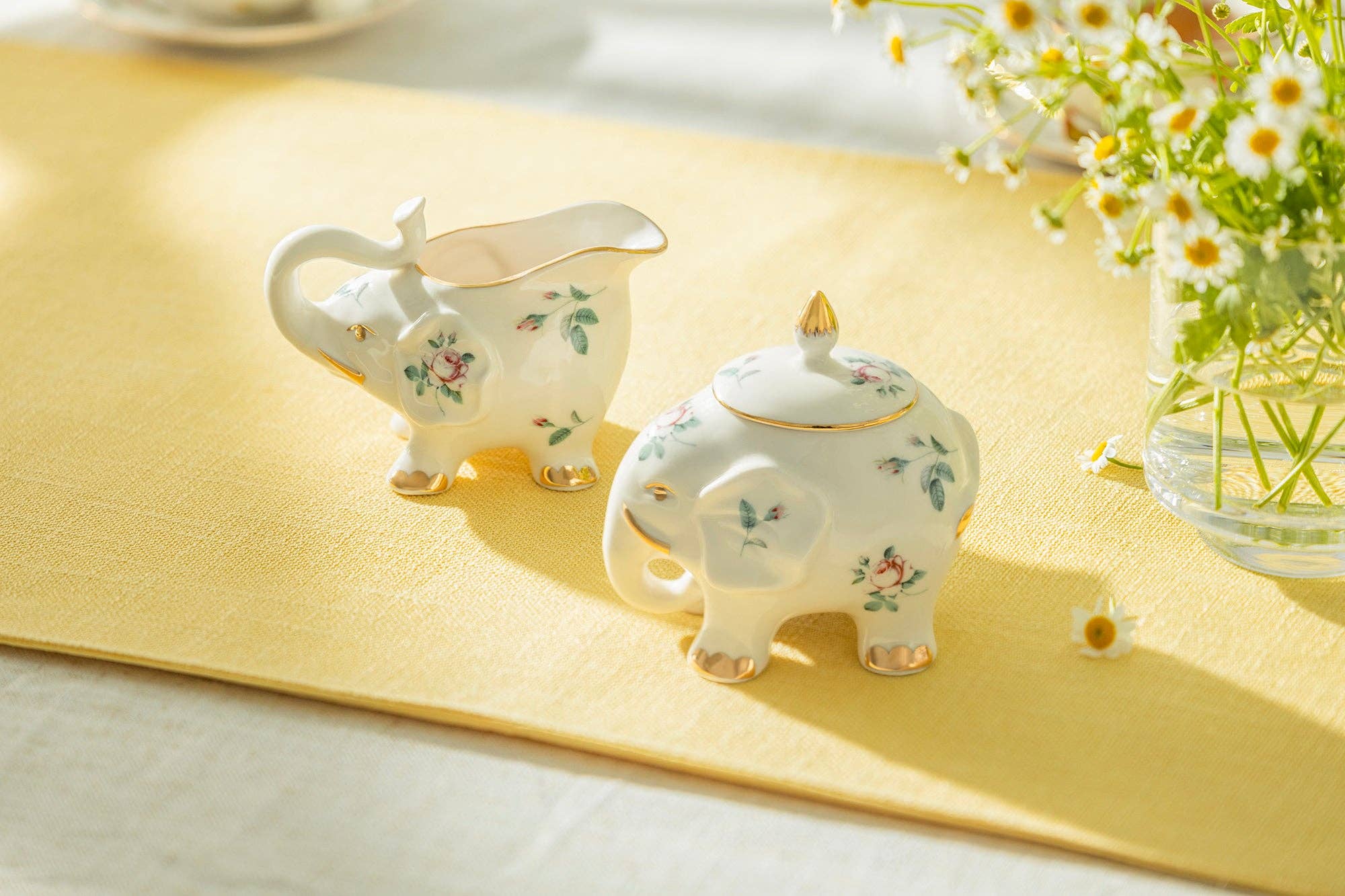Sugar and Creamer Set - Rose Elephant Fine Porcelain