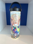 Tumbler 20oz - Custom Made Scotland Highland Cow with Swivel Handle & Straw
