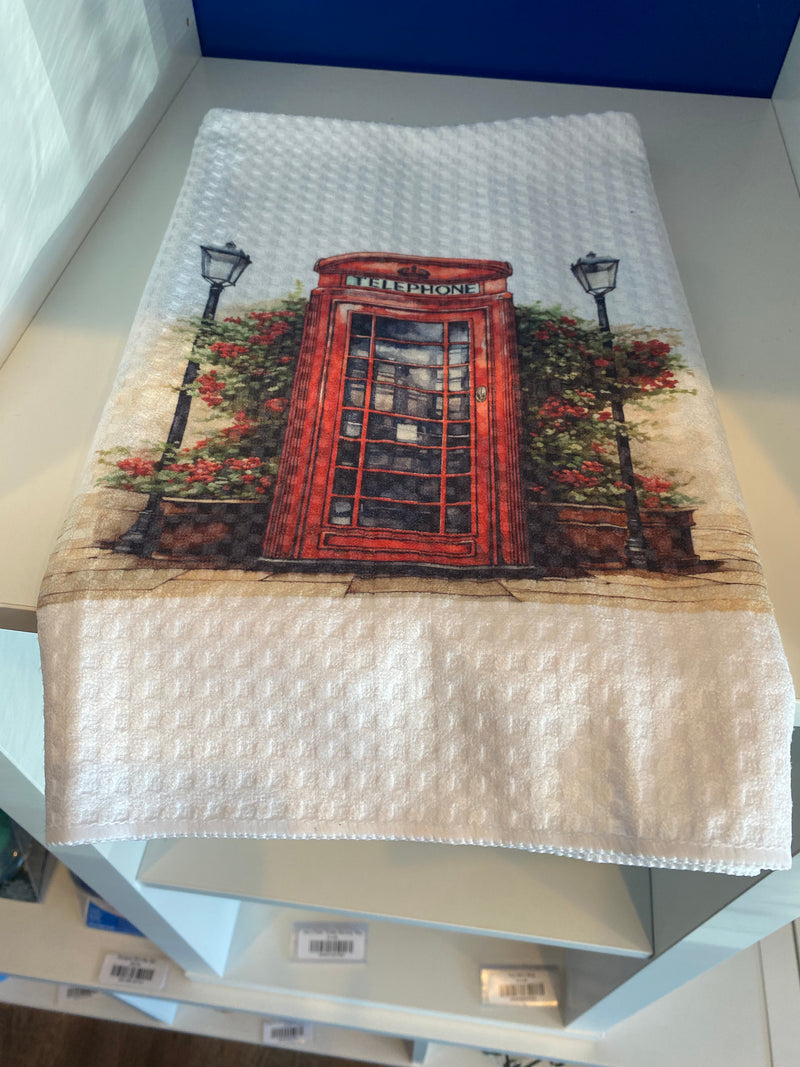 Tea Towel. Handmade Telephone Box 15" x 27"