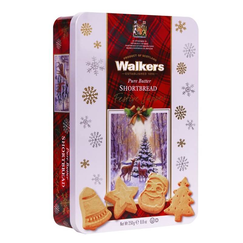 Walkers Assorted Festive Shortbread Shapes  Small Tin 250g