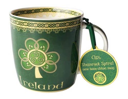Irish Shamrock Spiral Ceramic Mug