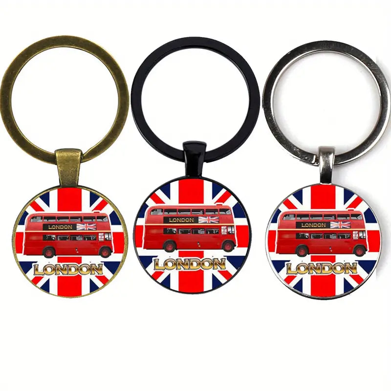 Key Ring. London England x 3 (21/4" x 1")