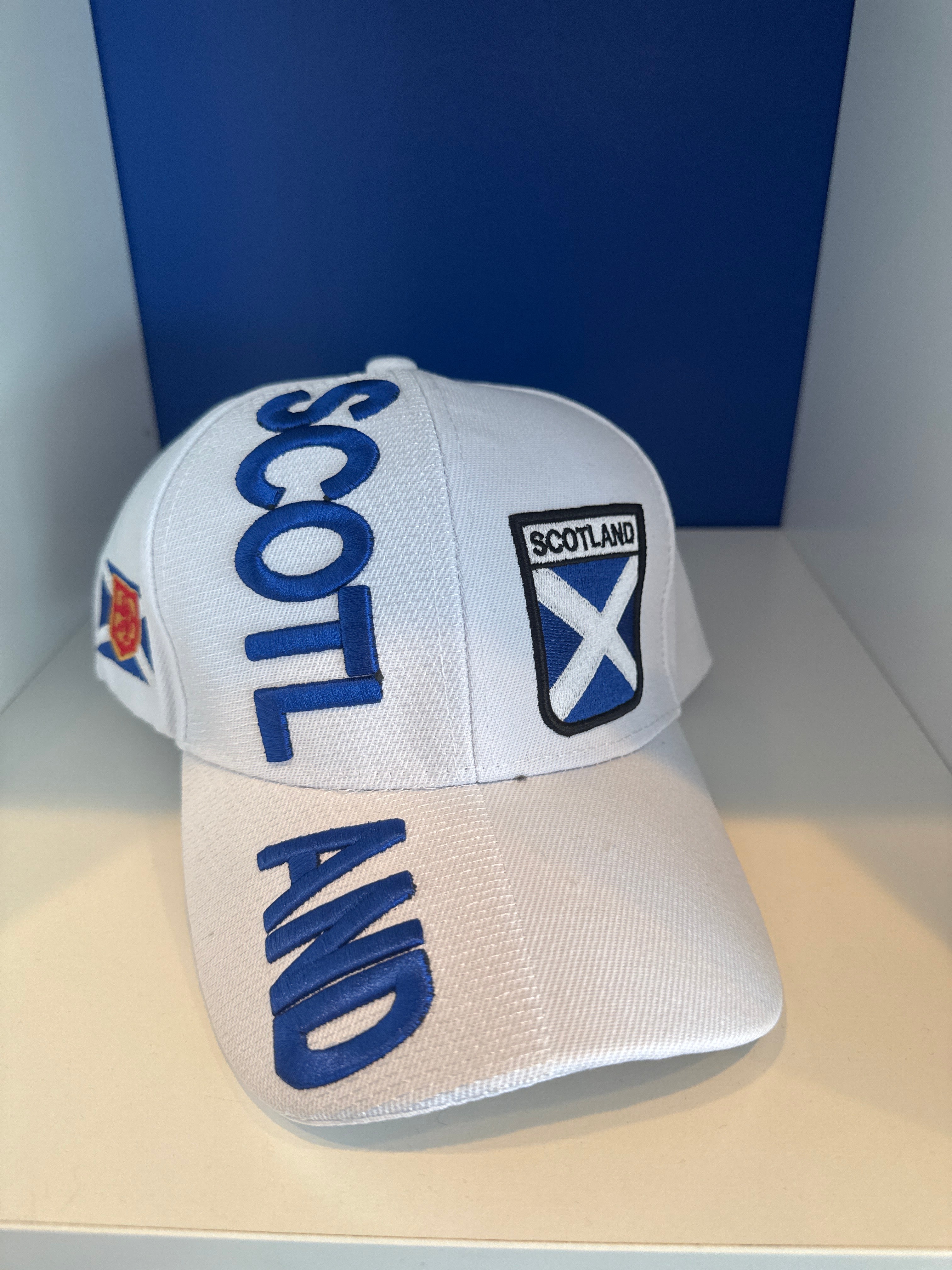 Hat - Scotland 3D Embroidered White Hat - Adjustable Velcro Strap