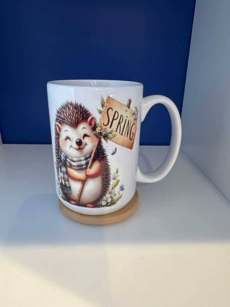 Mug 15oz. Custom Made Hedgehog Spring Sign