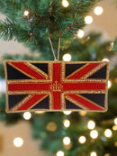 #11 Tinker Tailor Union Jack Flag with Gold Crown Christmas Ornament