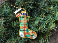 #35 Tinker Tailor Eau de Nil Tartan Stocking Christmas Ornament