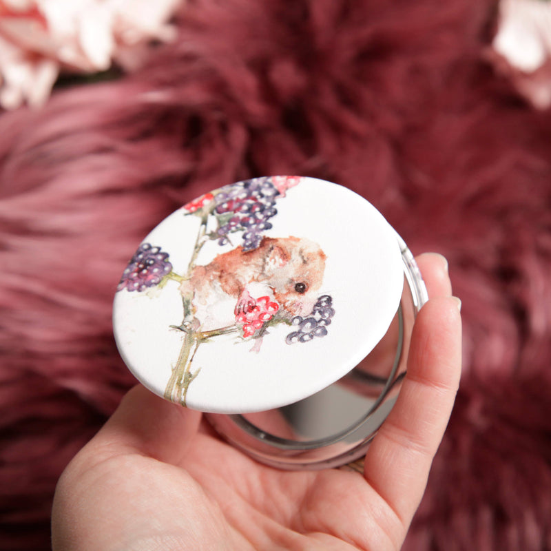 Compact Mirror - Field Mouse Design Watercolour