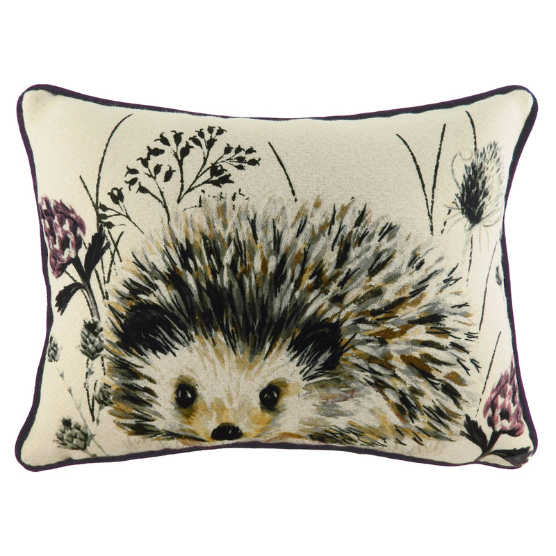 Cushion - Elwood Hedgehog Black & Cream Polyester Filled Size 43 x 33cm