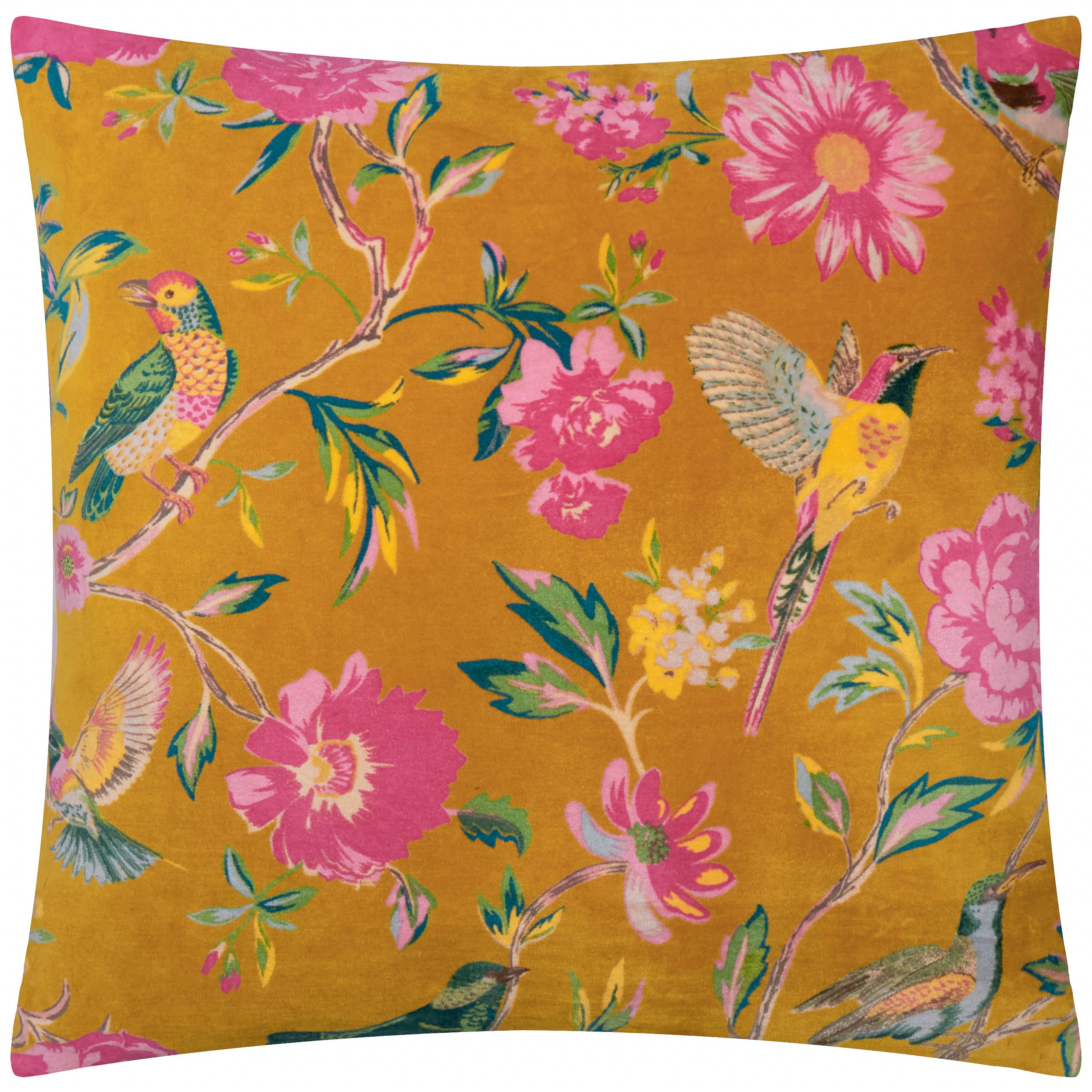 Cushion Cover Only - Aviary 100% Cotton Velvet Approx Size 19"