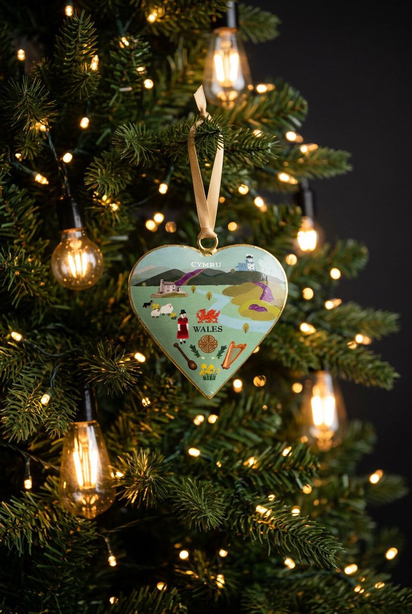 #76 Tinker Tailor Wales Cymru Heart Ornament Approx 3"
