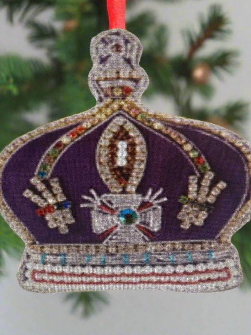 #24 Tinker Tailor Purple Crown with Multi Crystals Christmas Ornament.