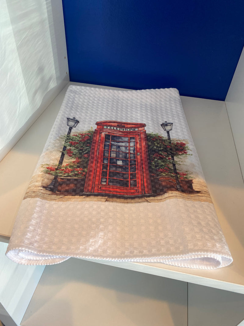 Tea Towel. Handmade Telephone Box 15" x 27"