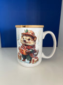 Mug 15oz. Custom Made Christmas Hedgehog with gifts.