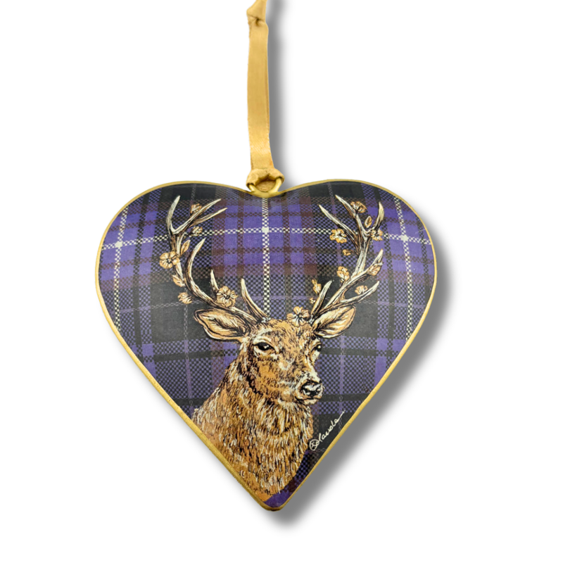 #42 Tinker Tailor Purple Tartan Stag Christmas Ornament