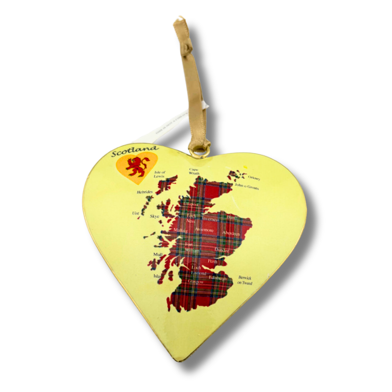 #46 Tinker Tailor Scotland Tartan Map Heart Christmas Ornament