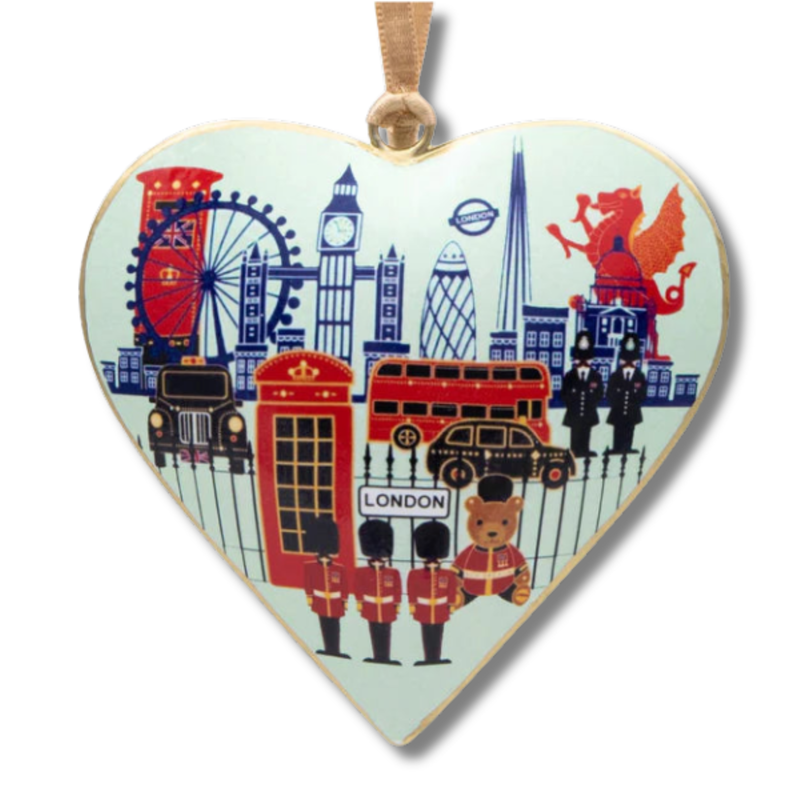 #48 Tinker Tailor London Skyline Heart Christmas Ornament