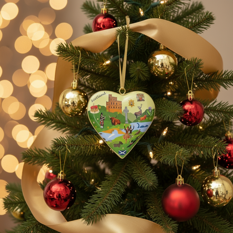 #50 Tinker Tailor Highland Scotland Heart Christmas Ornament