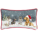 Cushion - Christmas Dog Scene Polyester Filled Size 11.8 x 19.6 in